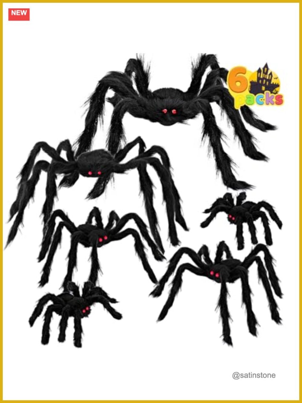 Set of 6 Halloween Giant Spiders Outdoor Decor with Adjustable Legs